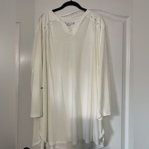 D & Co Cream 3/4 Sleeve Top Women’s Size 3X